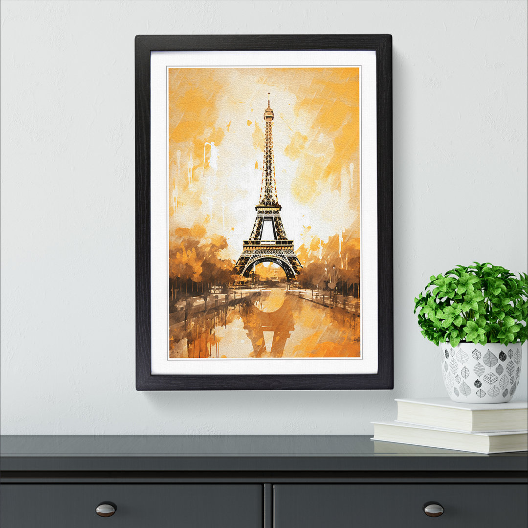 Eiffel Tower Gestural No.2 - Single Picture Frame Print on Wood