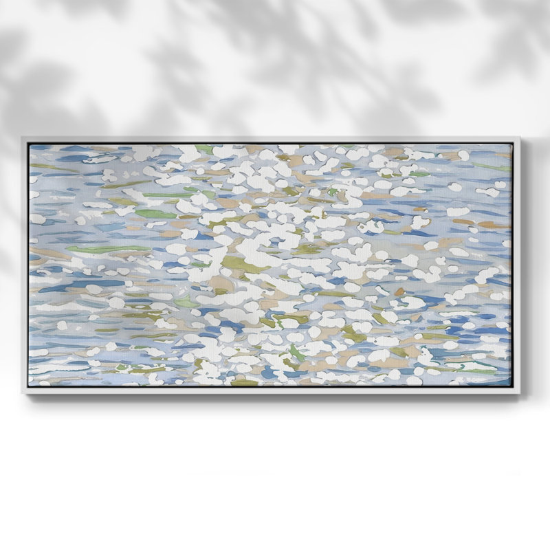 Crush Waves II - Toile tendue avec châssis encadré - Prêt à être accroché, H 25 po x l 49 po, Blanc