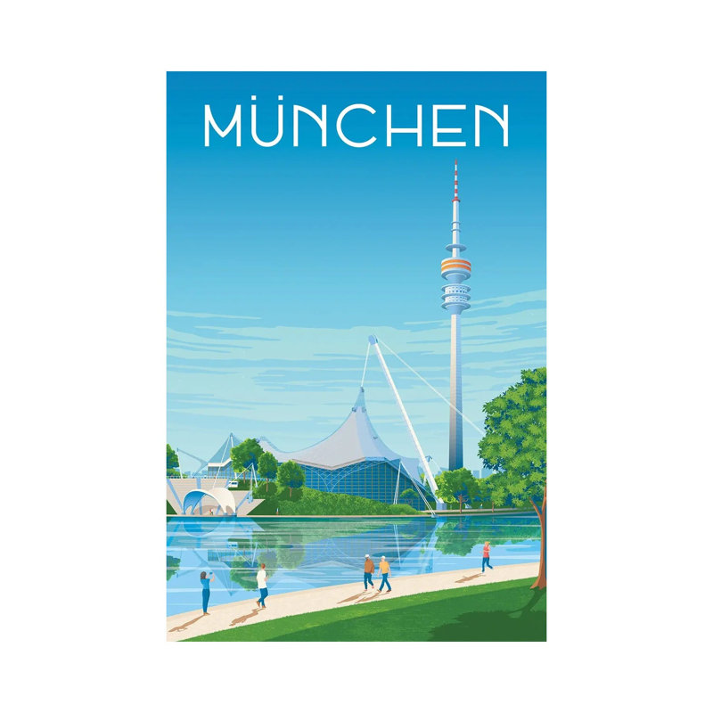 Munchen Germany Travel Print by Olahoop Travel Posters - Gallery-Wrapped Canvas Giclée on Canvas, Does Not Apply
