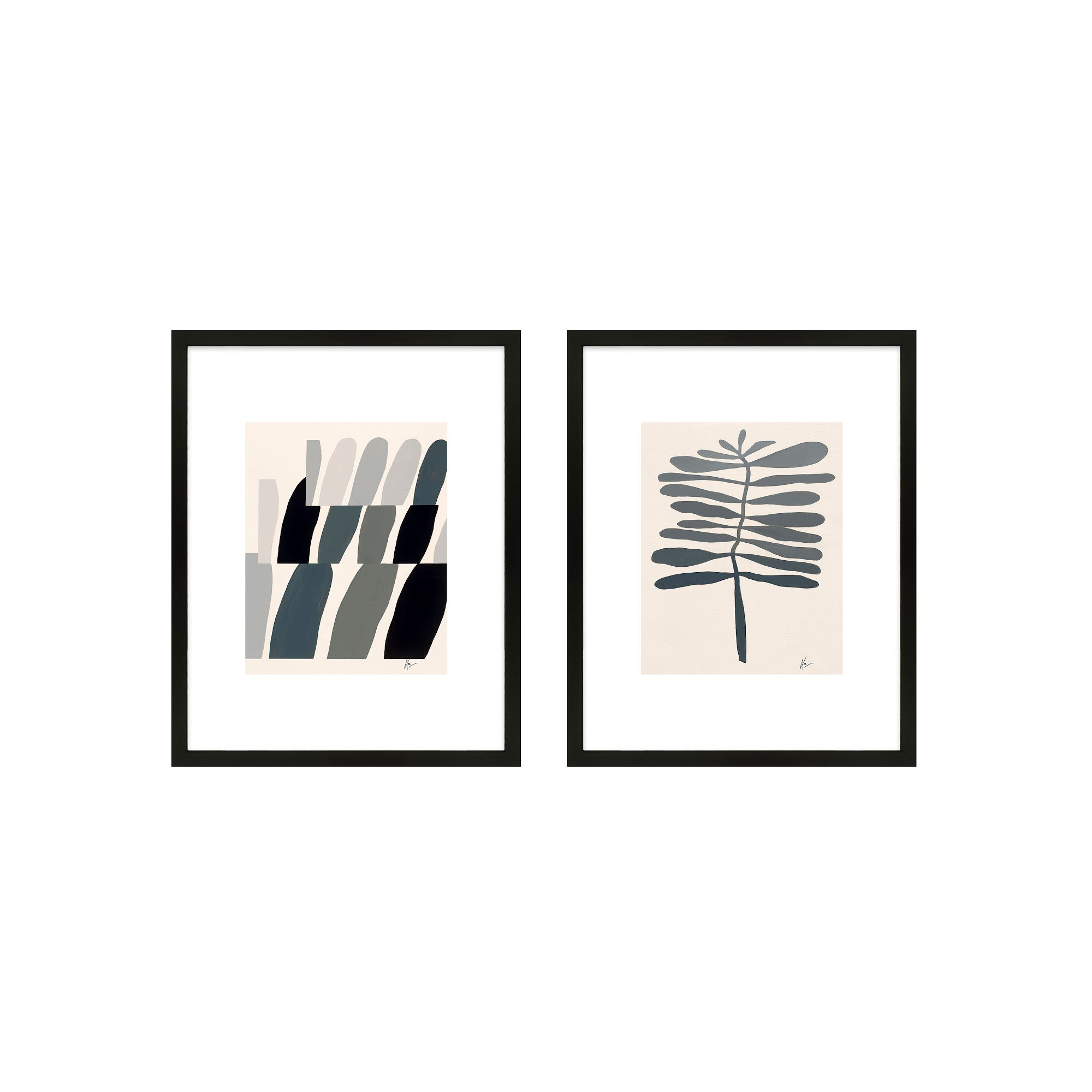 Flora 1&2 by Lee Lessem, 50" H x 80" W x 1.25" D, Black Framed