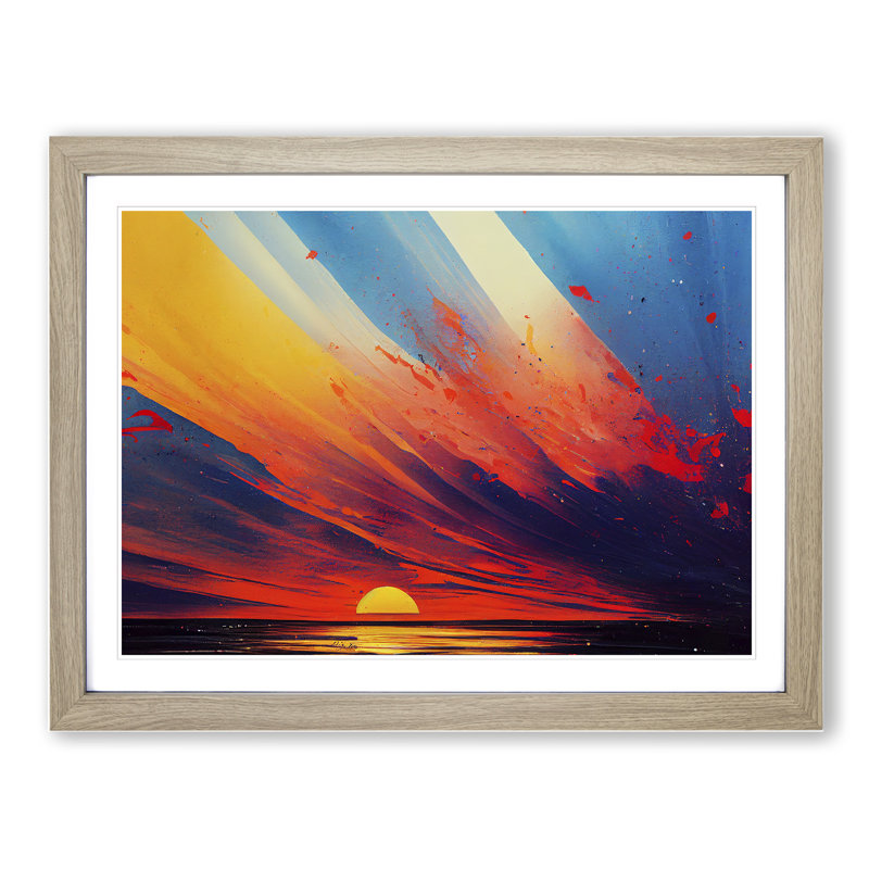 XH1022-8624X Sunset Splash Vol.1 1 Piece Single Picture Frame Wall Art, 46cm H x 64cm W, Oak
