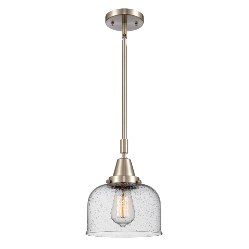 Luminaire suspendu en forme de cloche à 1 lumière Adhafera, DEL, H 44,12 po x l 8 po x P 8 po, Nickel satiné brossé
