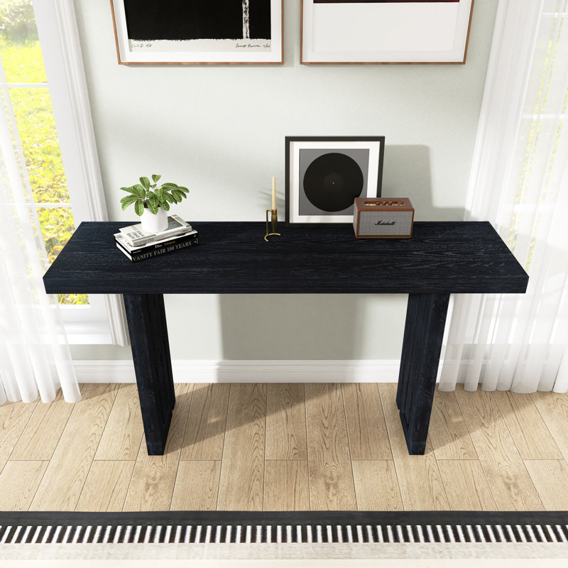 Console de 59 po en bois avec formes latérales, Noir
