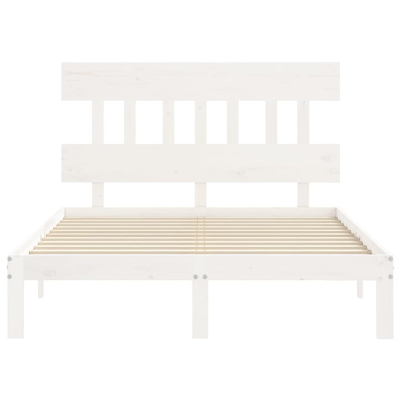 Bed Frame with Headboard, White, Small Double (4')