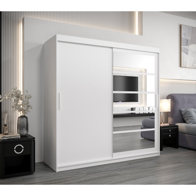 Assil 2 Door Manufactured Wood Wardrobe, White Matte