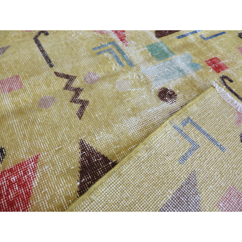 Tapis de zone en laine 3 pi 5 po x 6 pi 2 po main one-of-kind noué la Allaire