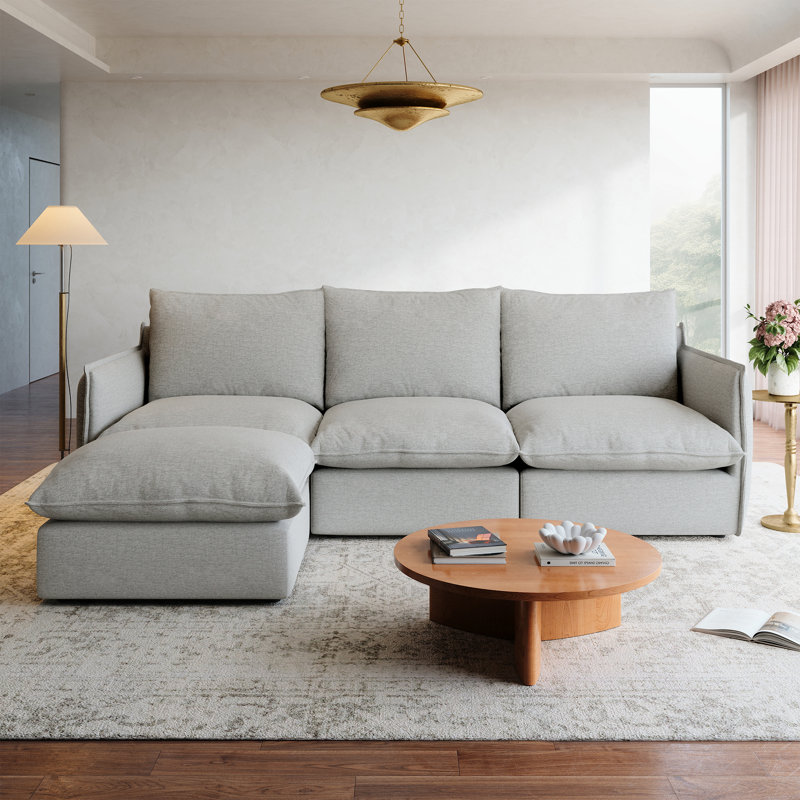 Canapé modulaire rembourré, rembourré en duvet pour le salon Sectiona, canapé Cloud, canapé modulaire rembourré, Gris clair