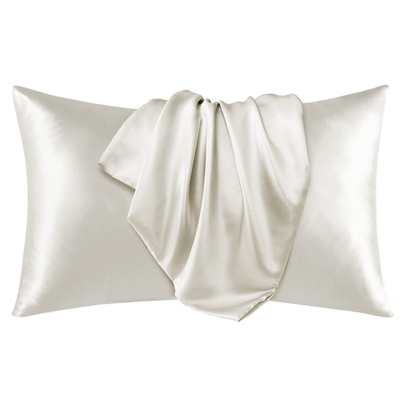 Silk Satin Soft Pillowcases 2 PCS(Cover Only), Ivory, 20'' x 30''