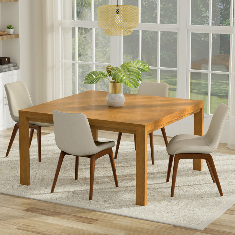 Wilson 54"W Wood Square Dining Table, Transitional Style, Seats 8, Oak Veneer
