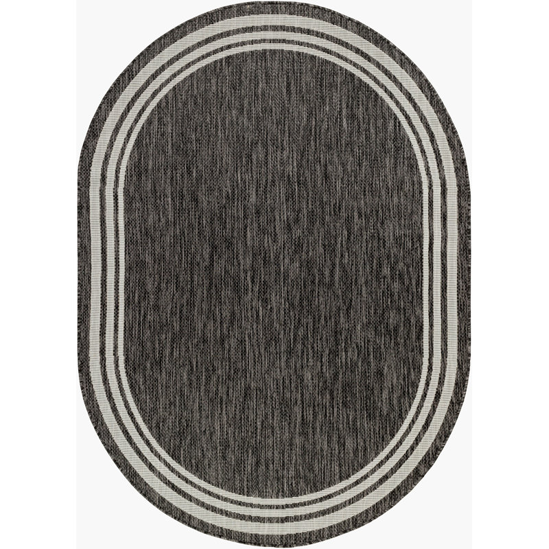 Tapis intérieur / extérieur tissé à la machine Agla, Ovale 6 pi 7 po x 9 pi