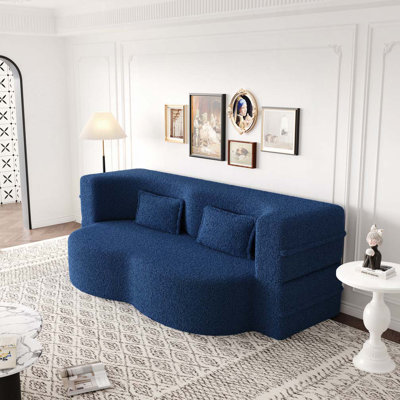 Canapé-lit moderne avec 2 coussins, canapé-lit convertible en tissu rembourré de mousse, matelas pliant double de 15 po pour le salon, le lit d'invité, la salle de jeux, aucun assemblage requis