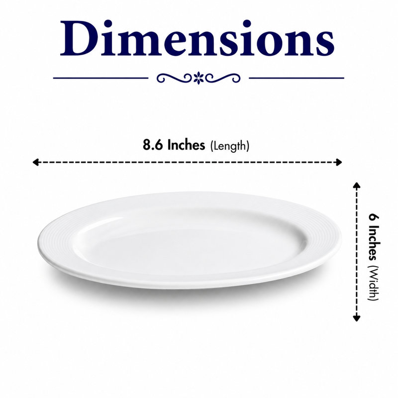 Plat ovale en porcelaine de qualité supérieure ORBA, 8,66 po x 6,06 po
