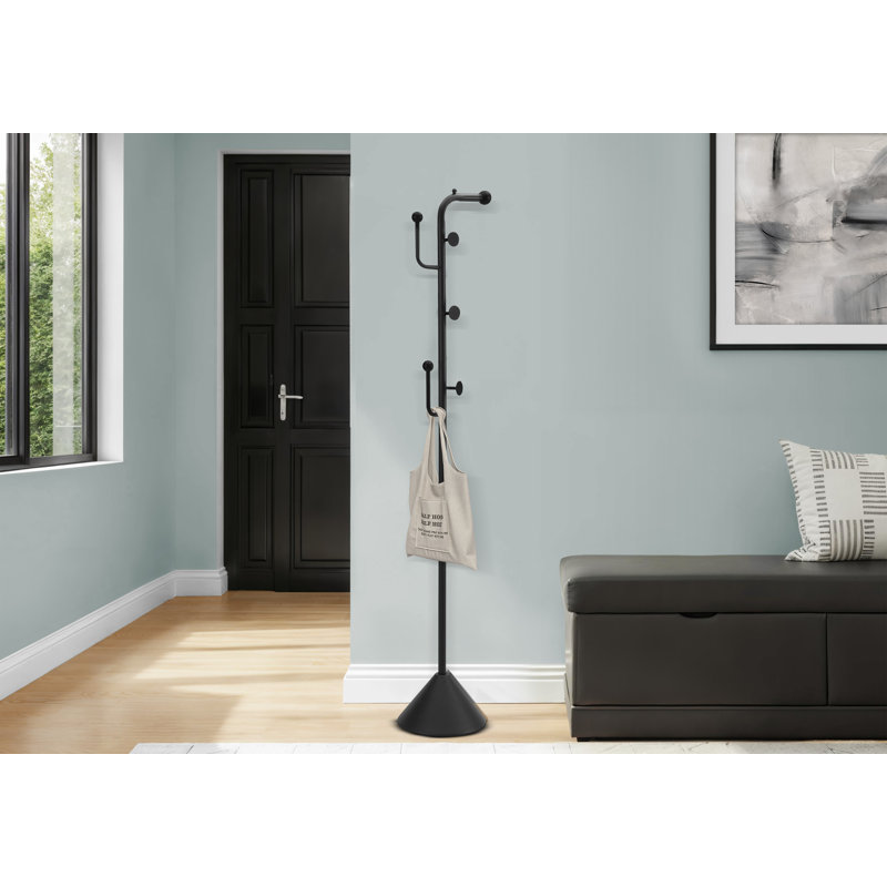 Portemanteau, H 66 po, portemanteau, 6 crochets, entrée, chambre à coucher, métal noir, contemporain