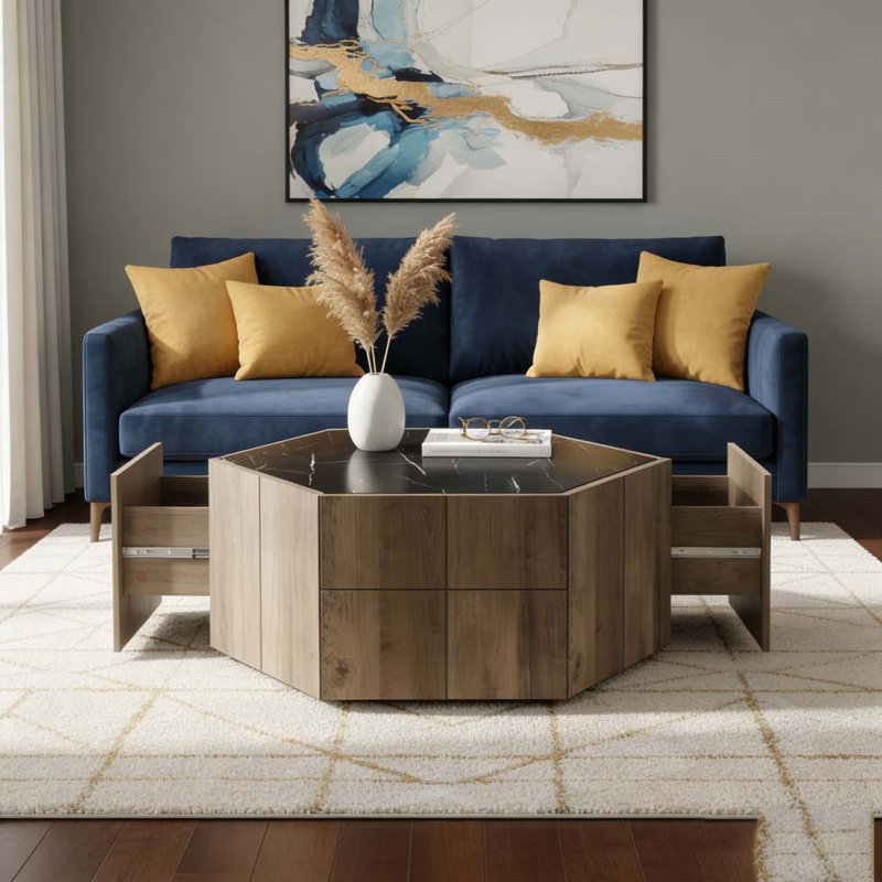 Table basse Retro, Noir, brun clair