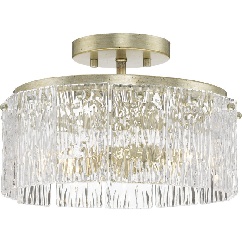 Plafonnier semi-encastré Glass, Argent doré