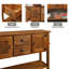 Console de 48 po en bois massif avec 2 tiroirs, armoires et tablette inférieure, armoire de rangement pour salle à manger de style rétro avec armoire de rangement (brun), buffet-1523563066