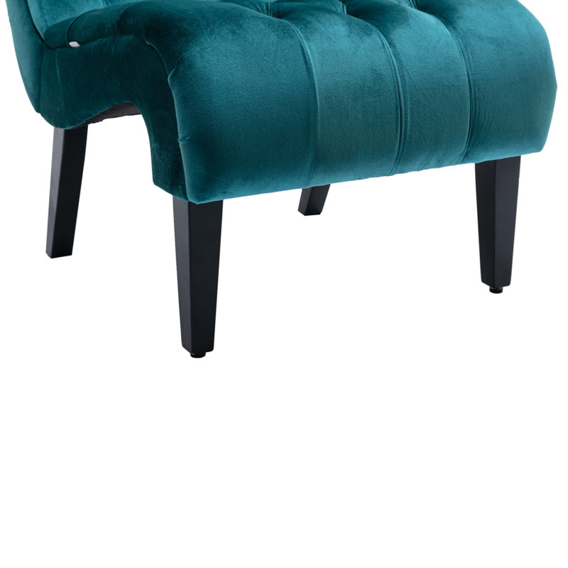 Javita 22.83'' Wide Modern Armless Accent Living Room Chair / Leisure Chair,Upholstered Fabric Button Comfortable Chair with Wooden Legs