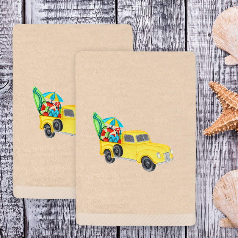 Latitude Run® - CAMÉRA D'ÉTÉ - Essuie-mains brodé luxueux 100% coton turc, Sable
