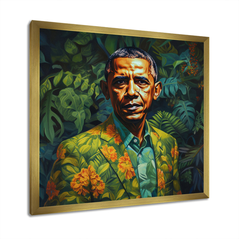 «Obama Miami Vibes II», reproduction sur toile, H 24 po x l 24 po x P 1 po, Cadre flottant doré