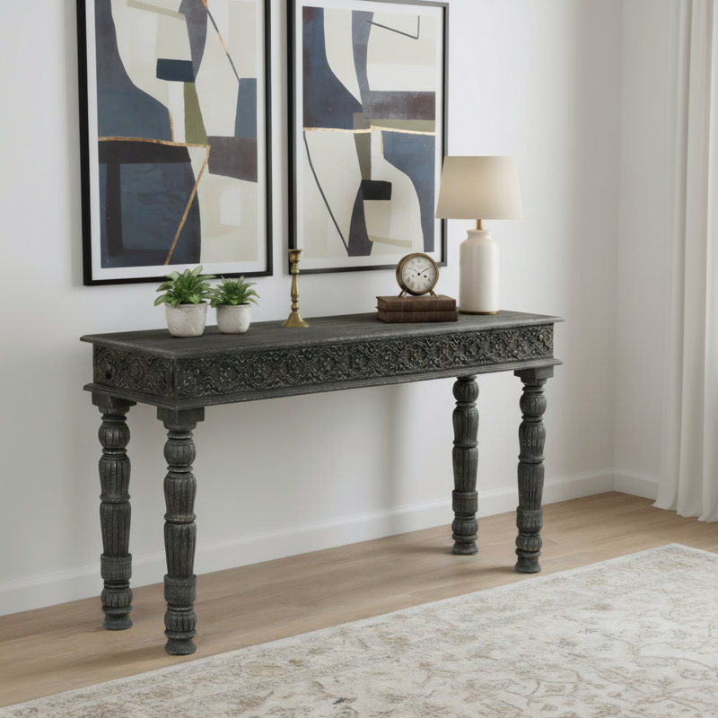 Aarohi 57'' Solid Wood Console Table, Black
