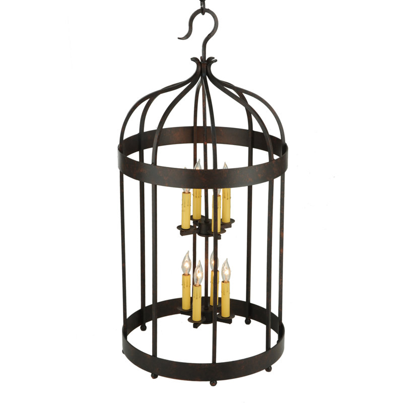 Muse 8-Light Brown Glass Lantern Chandelier