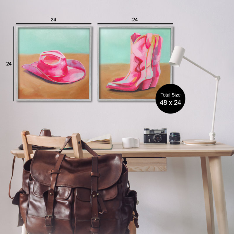  Ensemble de 2 giclées roses par Grace Popp, H 24 po x l 24 po, Estampe numérique Farmhouse
