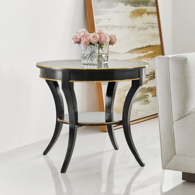Modern History End Table, Black/Gold