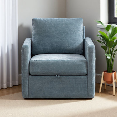 29.5''W Upholstered 360° Swivel Armchair With Hidden Storage, Comfy Diamond-Shape Tufted Armrests Accent Square Club Chair Single Sofa With Pillow For