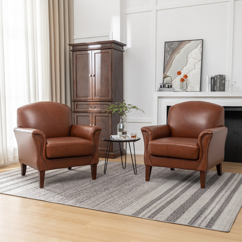 Fauteuil Shalisia, Cuir véritable brun