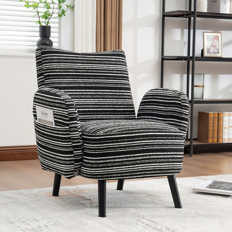 Chaise avec accoudoirs rembourrés 30,3 po, Noir