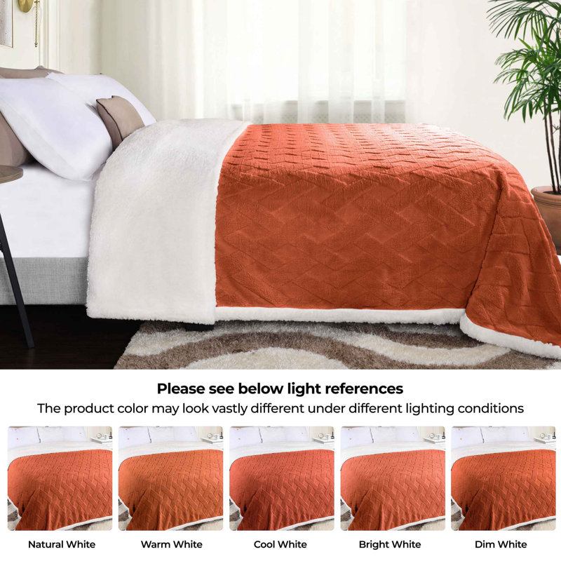 Rust Twin Fleece Reversible Sherpa Blanket