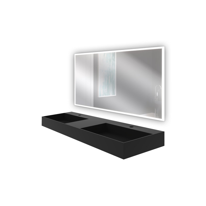 Ensemble de lavabo de salle de bain mural double 60 po Juniper, Noir