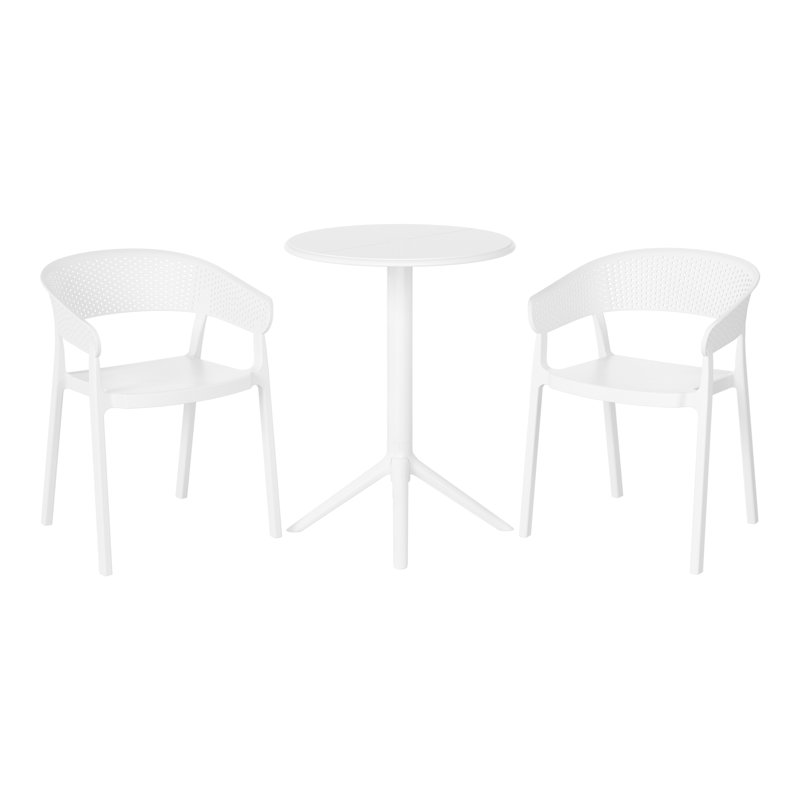 2-Person Outdoor Round Dining Set, White