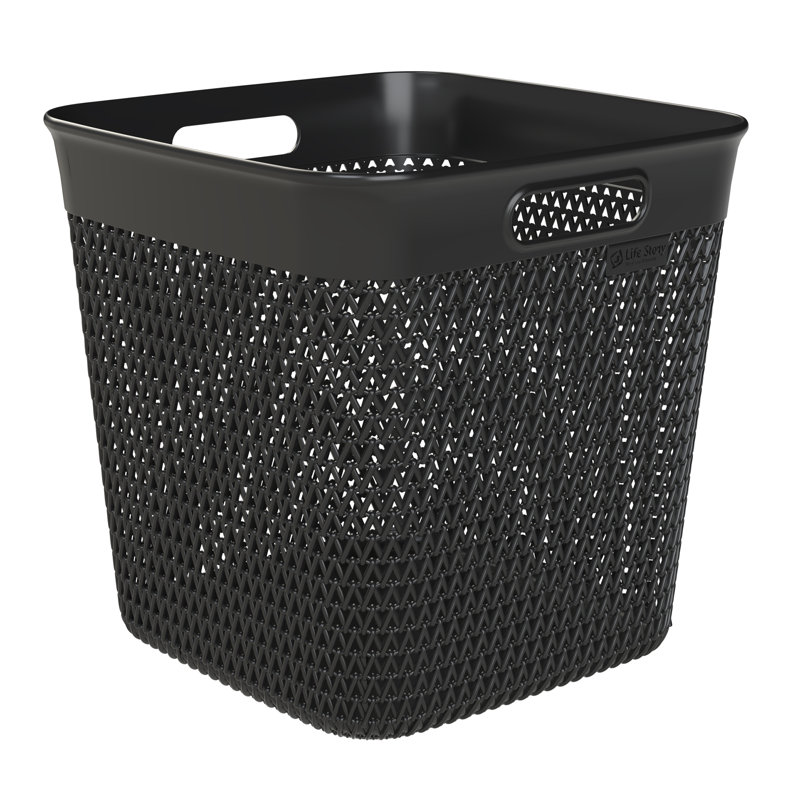  26 Qt Decorative Storage Basket Plastic Home Organizer, Black, 1