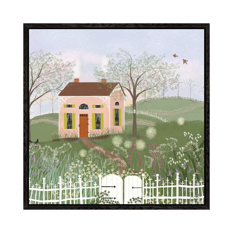 Path To Spring by Joy Laforme - Painting on Canvas, 45.72cm H x 45.72cm W x 3.81cm D, Black Framed