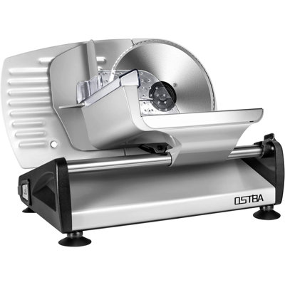Trancheuse électrique de 150 W pour charcuterie, lame amovible en acier inoxydable de 7,5 pouces et chariot à aliments