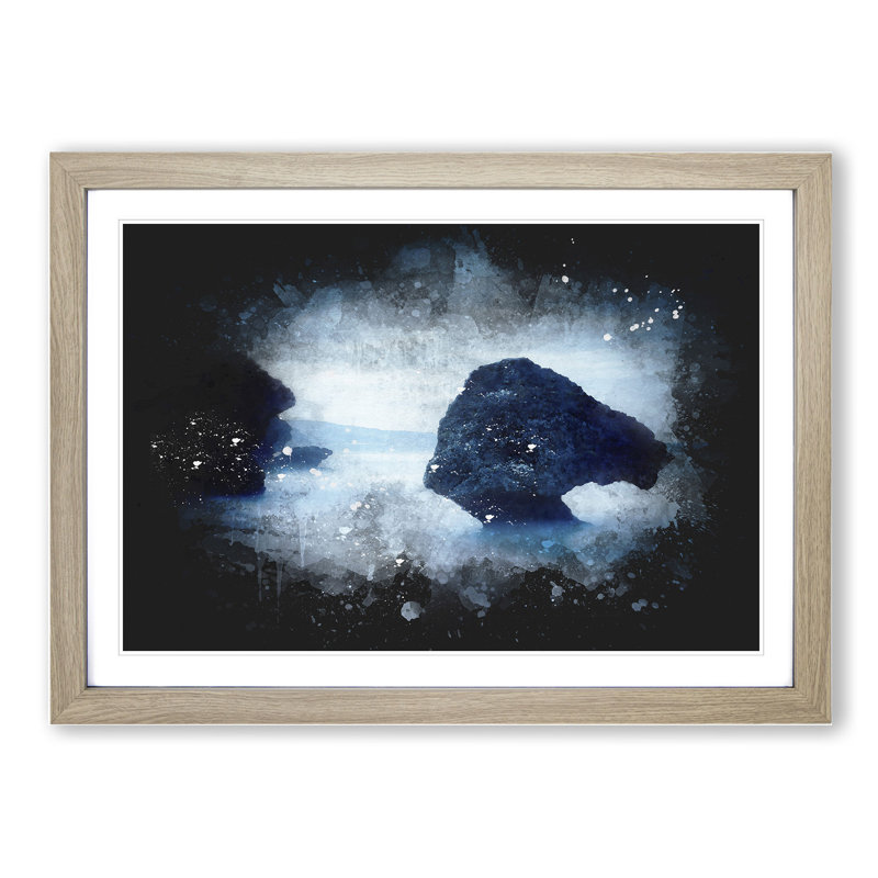 Barbados Beach - Picture Frame Graphic Art, 27cm H x 36cm W x 2cm D, Oak