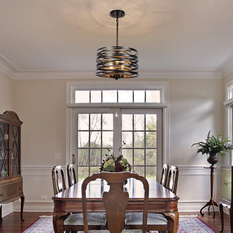 Willye 3 - Light Drum Chandelier, Black