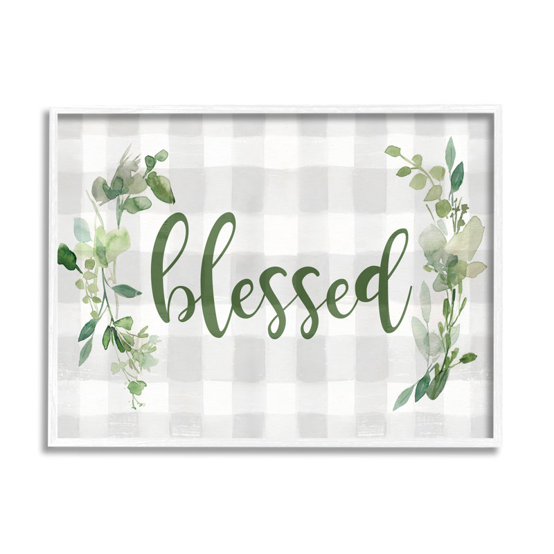 «Blessed», expression religieuse géométrique, H 20 po x l 20 po x P 1,5 po, Giclée encadrée blanc bord de mer