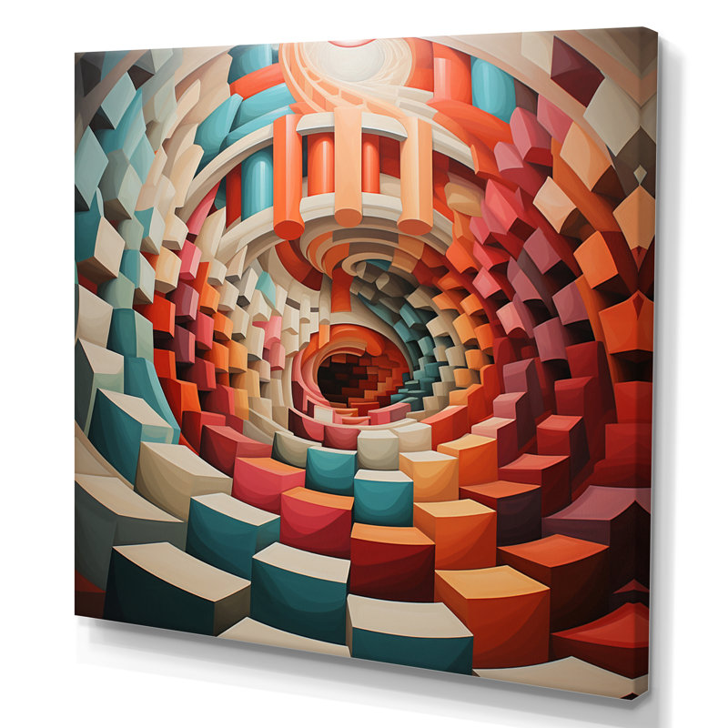 " Colourful Op Art Surrealism IV ", 16" H x 16" W x 1" D, Wrapped Canvas