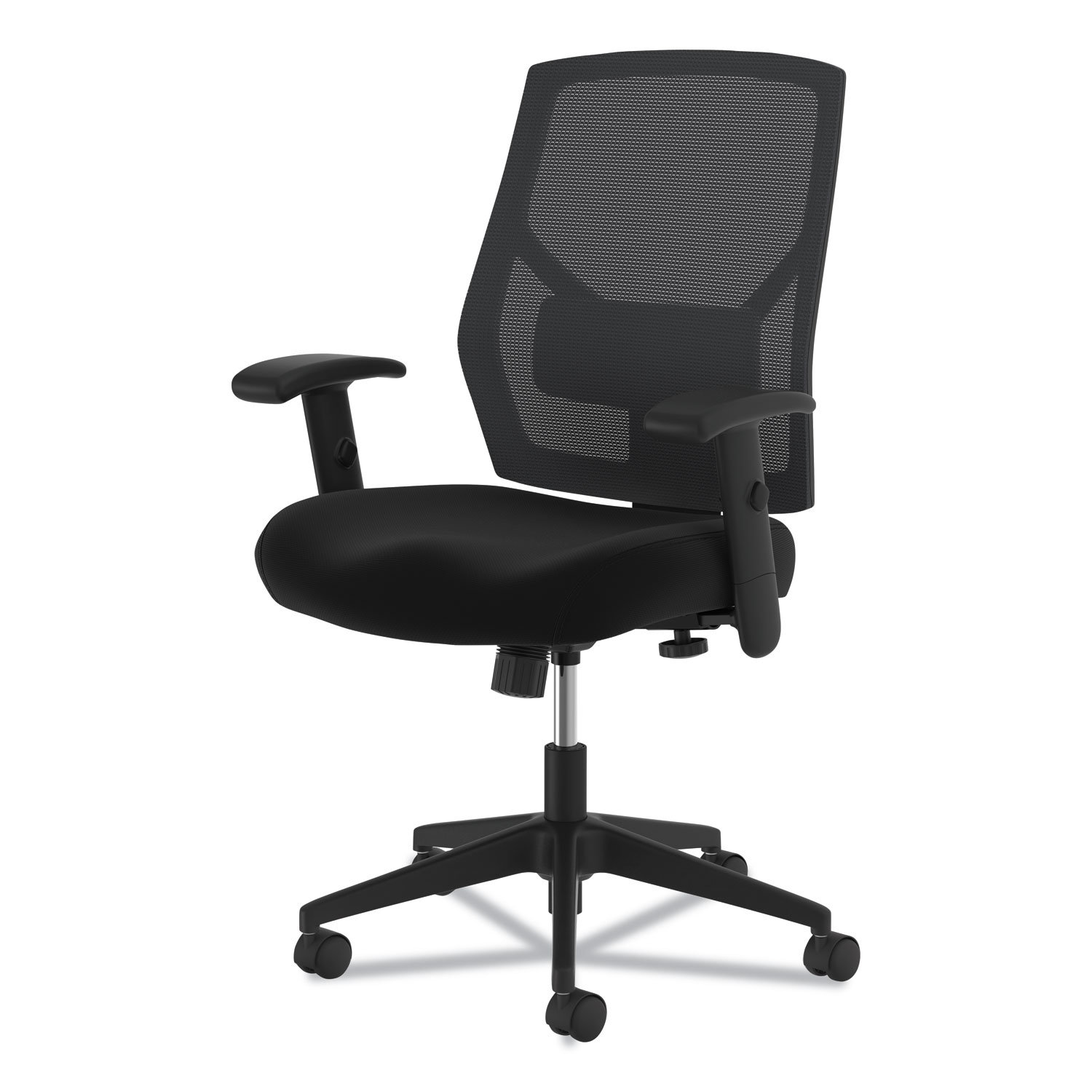 Furniture of America Ethan Regular Black Mesh Seat Ergonomic Office Chair with Adjustable Height and Adjustable Arms