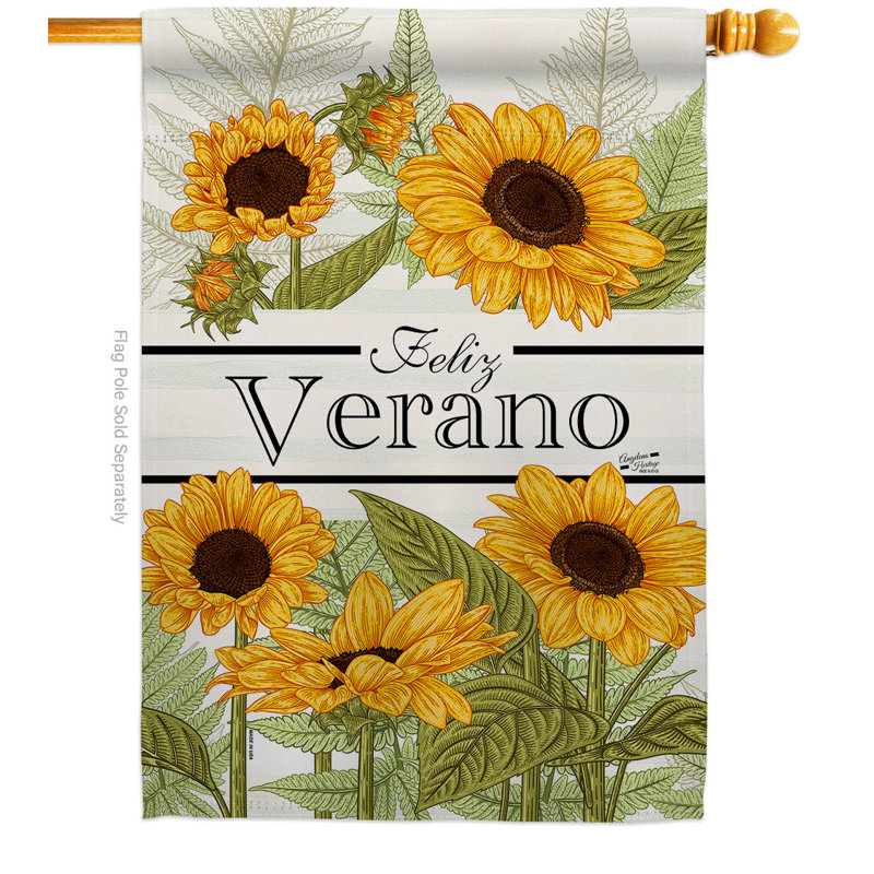 Drapeau de jardin Feliz Verano, H 40 po x l 28 po