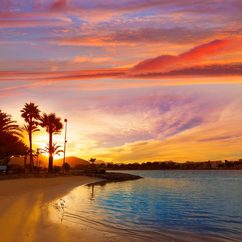 Alcudia Majorca At Sunset - Wrapped Canvas Print, 30cm H x 30cm W x 3.8cm D