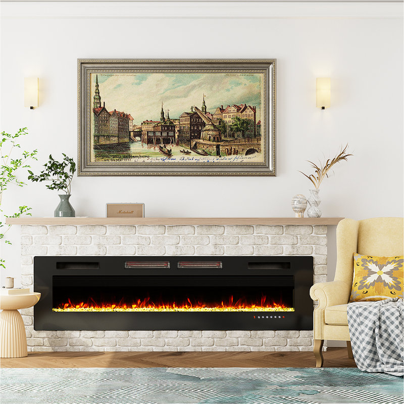Aadan 68" W Recessed and Wall Mounted Electric Fireplace