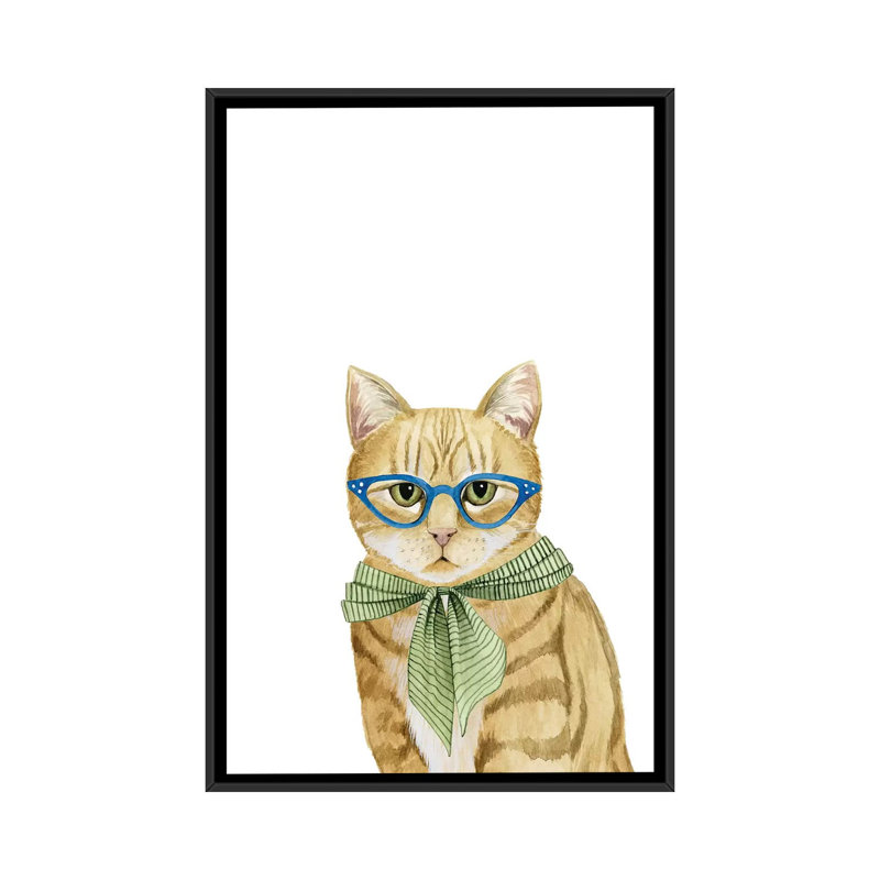 «Cool Cat IV», impression sur toile, H 26 po x l 18 po x P 1,5 po, Toile avec cadre flottant noir, Pas de tapis