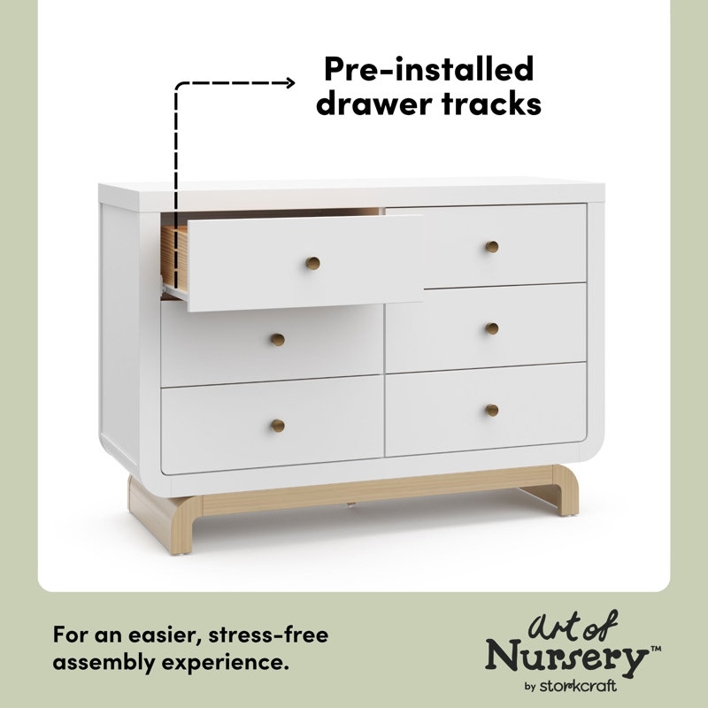 Santorini 6 Drawer Dresser, White/Driftwood
