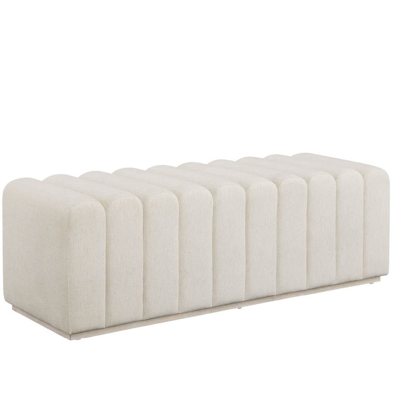 Modern Strata 55" Wide Upholstered Levi Oyster Fabric Bench
