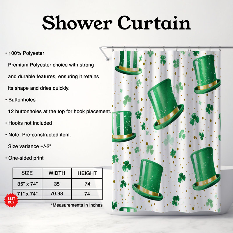 Rideau de douche Lucky Glitter - Premium, H 74 po x l 71 po
