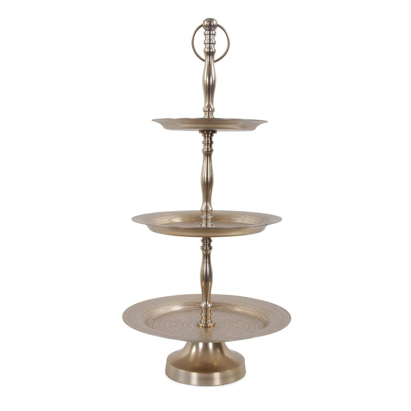 Hammered Em Dash 3 Tiered Service Tray