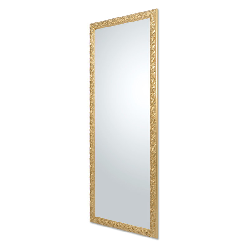 Knepp Solid Wood Flat Wall Mirror, Gold